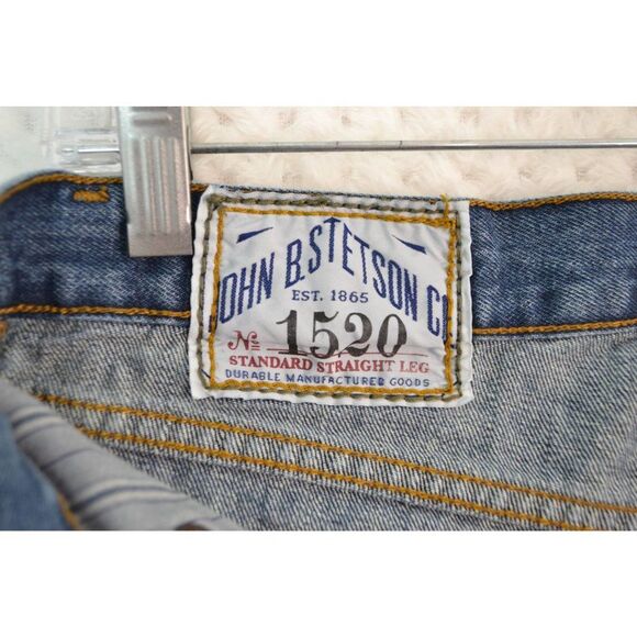 John B Stetson 1520 Men's 33x30 Medium Wash Standard Straight Leg Jeans - Picture 9 of 15